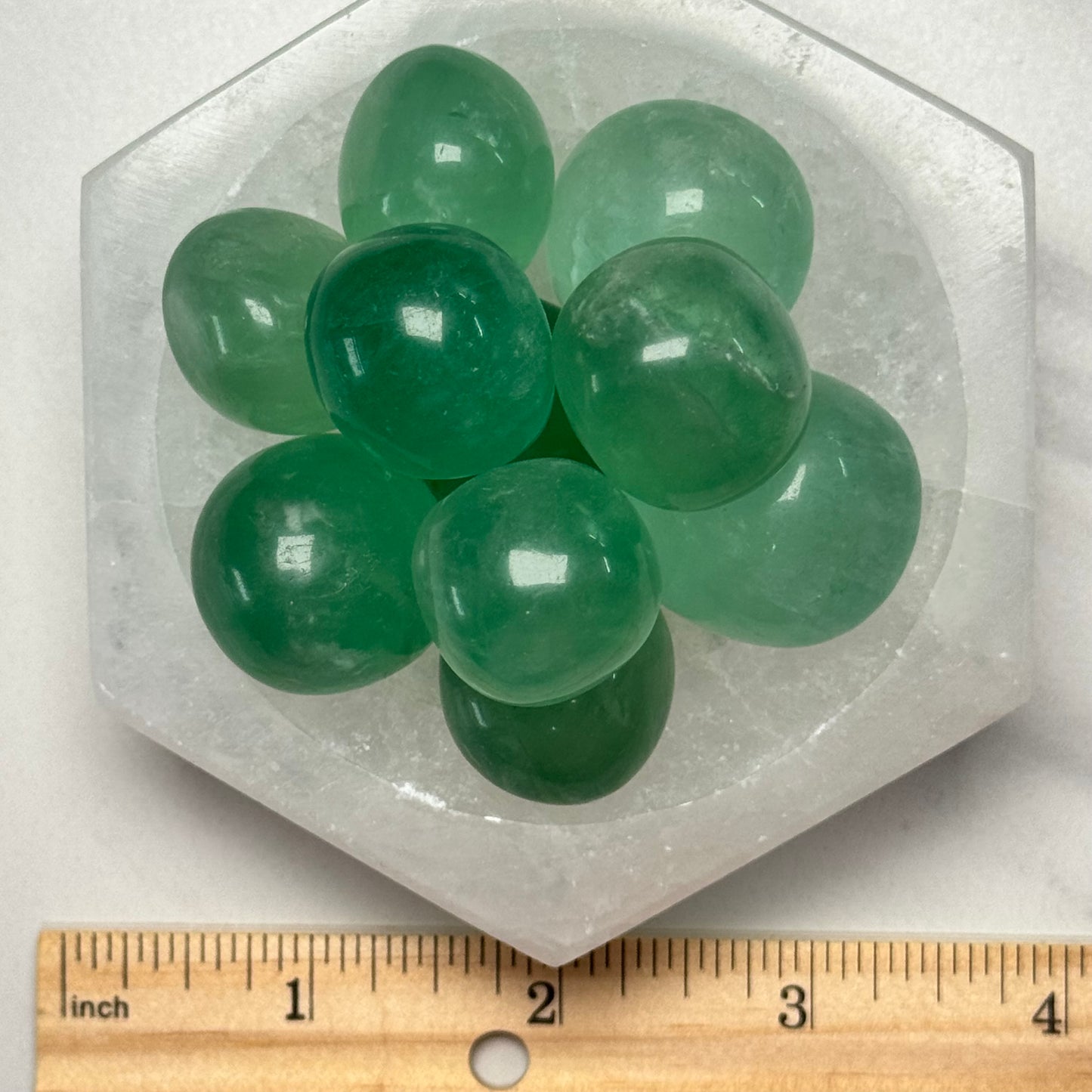 One (1) High Quality "Baja Blast” Green Fluorite Tumble from China