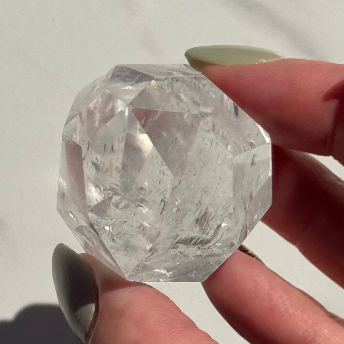 High Clarity Faceted Clear Quartz Freeform from Brazil