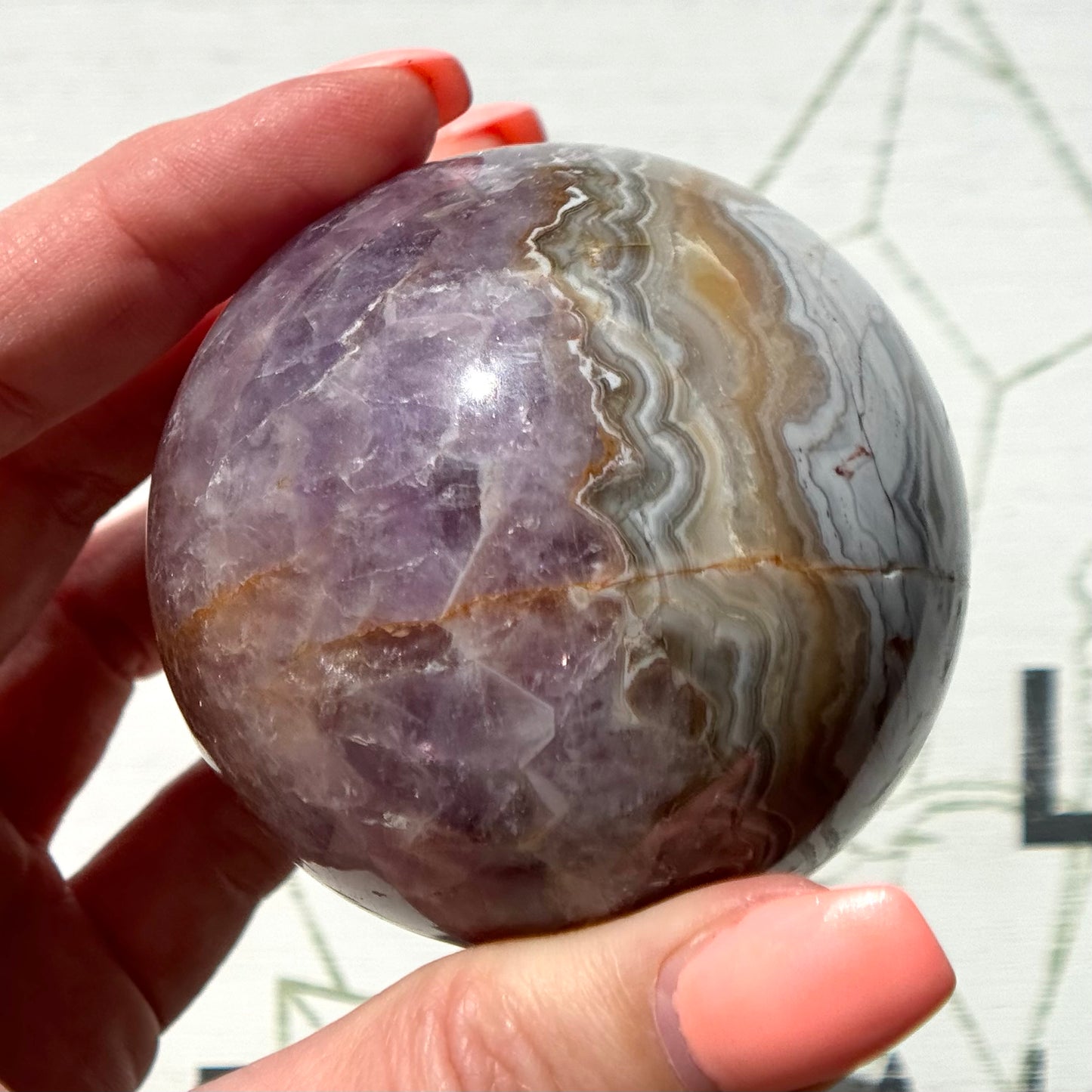 Amethyst with Crazy Lace Agate Sphere from Mexico