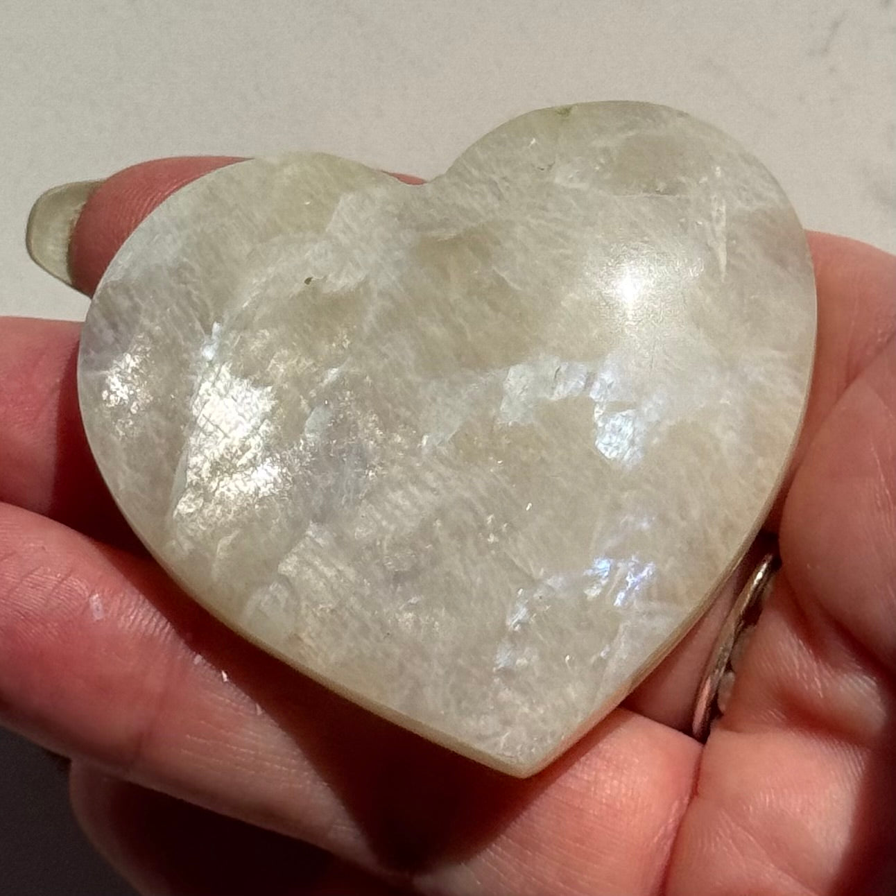 Blue Sheen Moonstone Heart Carving