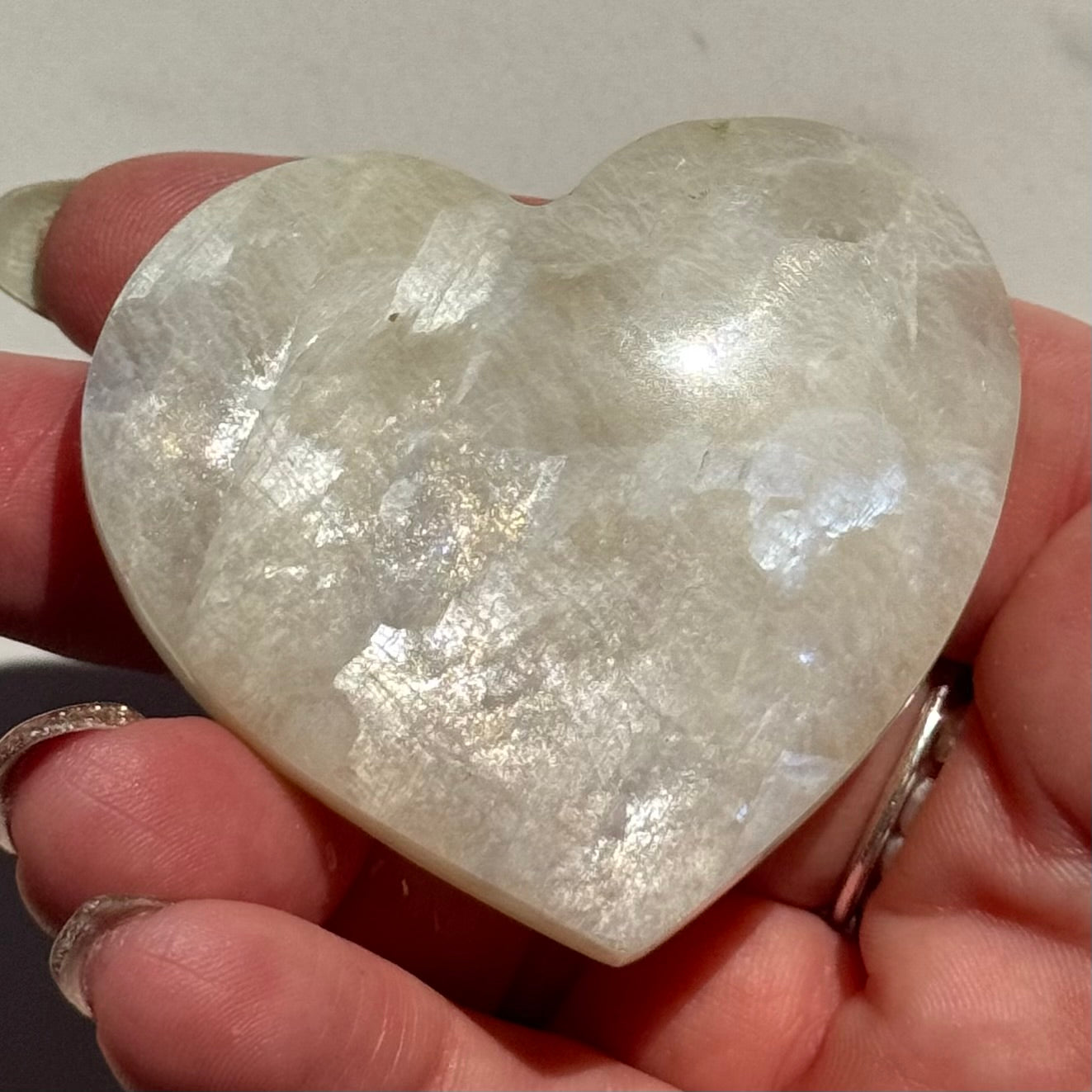 Blue Sheen Moonstone Heart Carving
