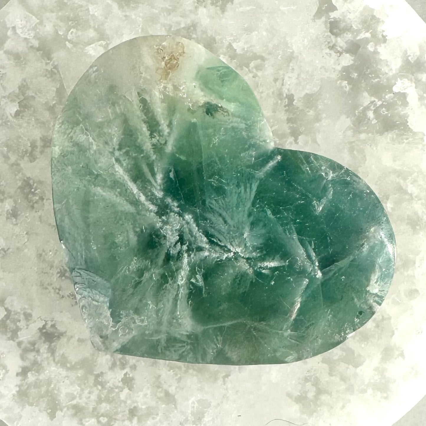 Snowflake Fluorite Heart Carving C