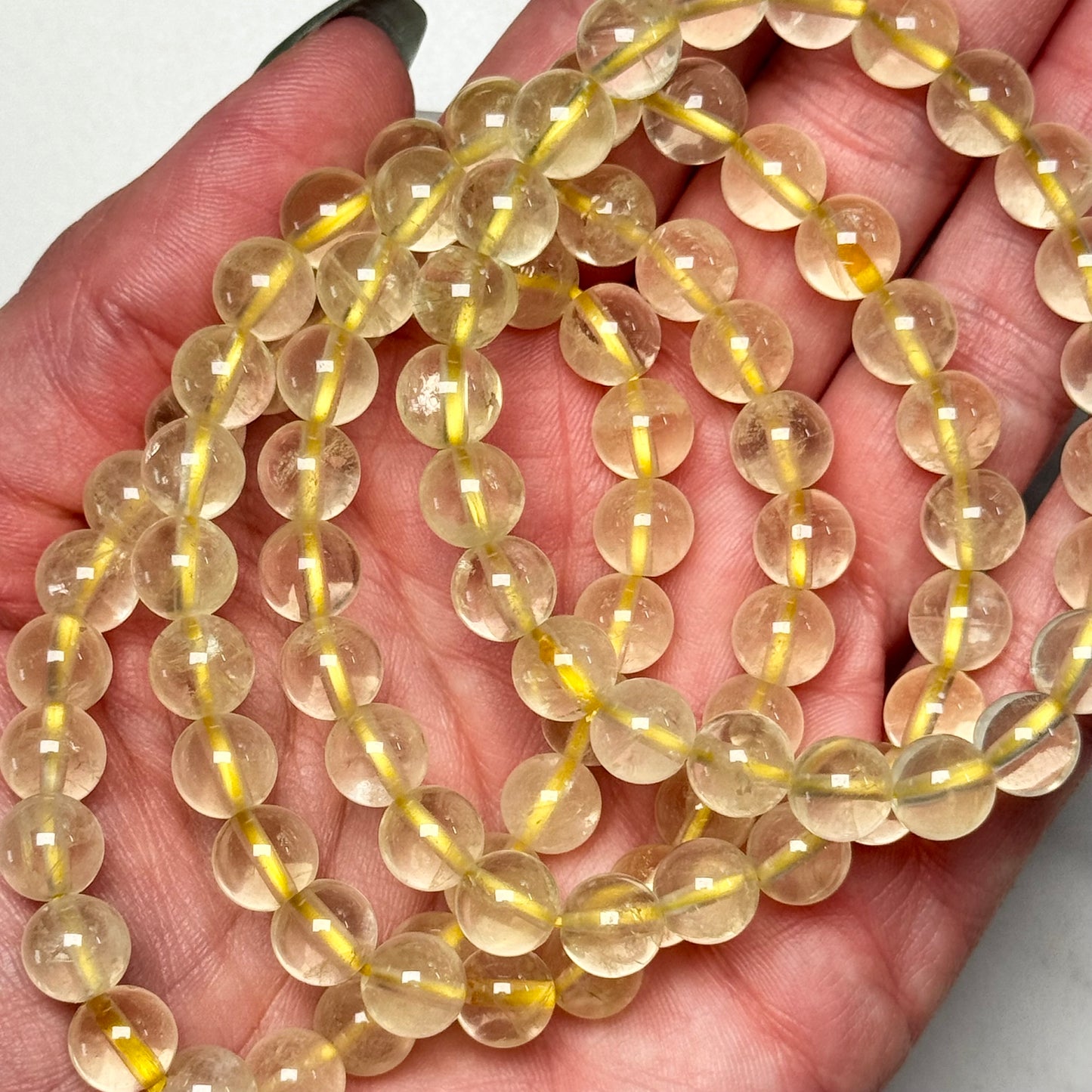 One (1) Pale Citrine Bracelet from Brazil (8mm Bead)