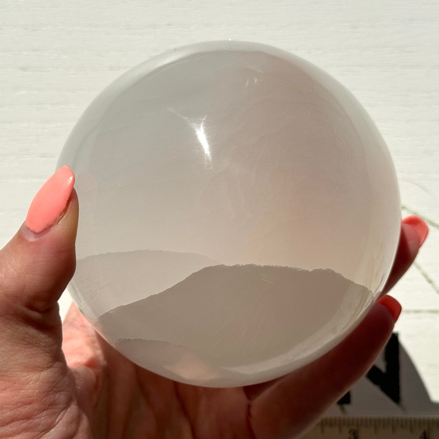 One (1) 4-Inch Satin Spar Selenite Sphere from Morocco