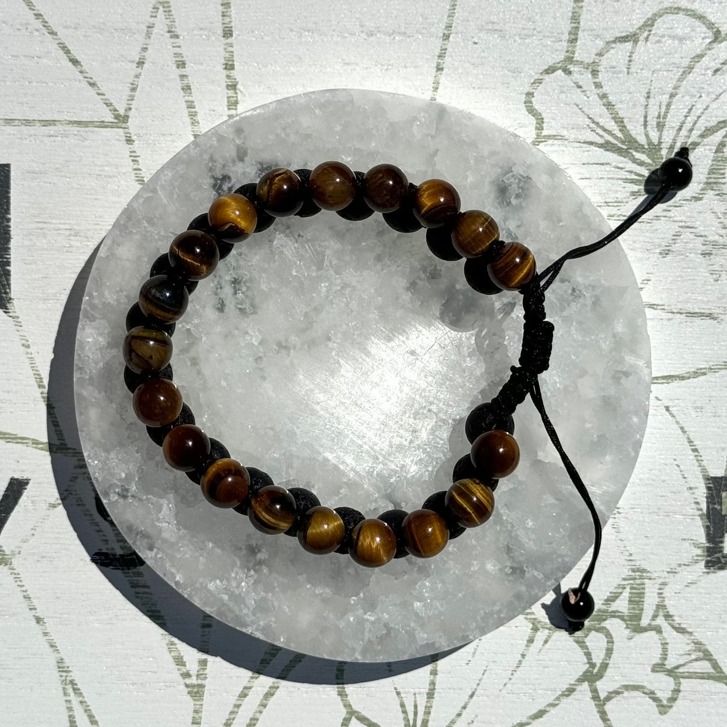 Golden Tigers Eye with Lava Stone Bracelet