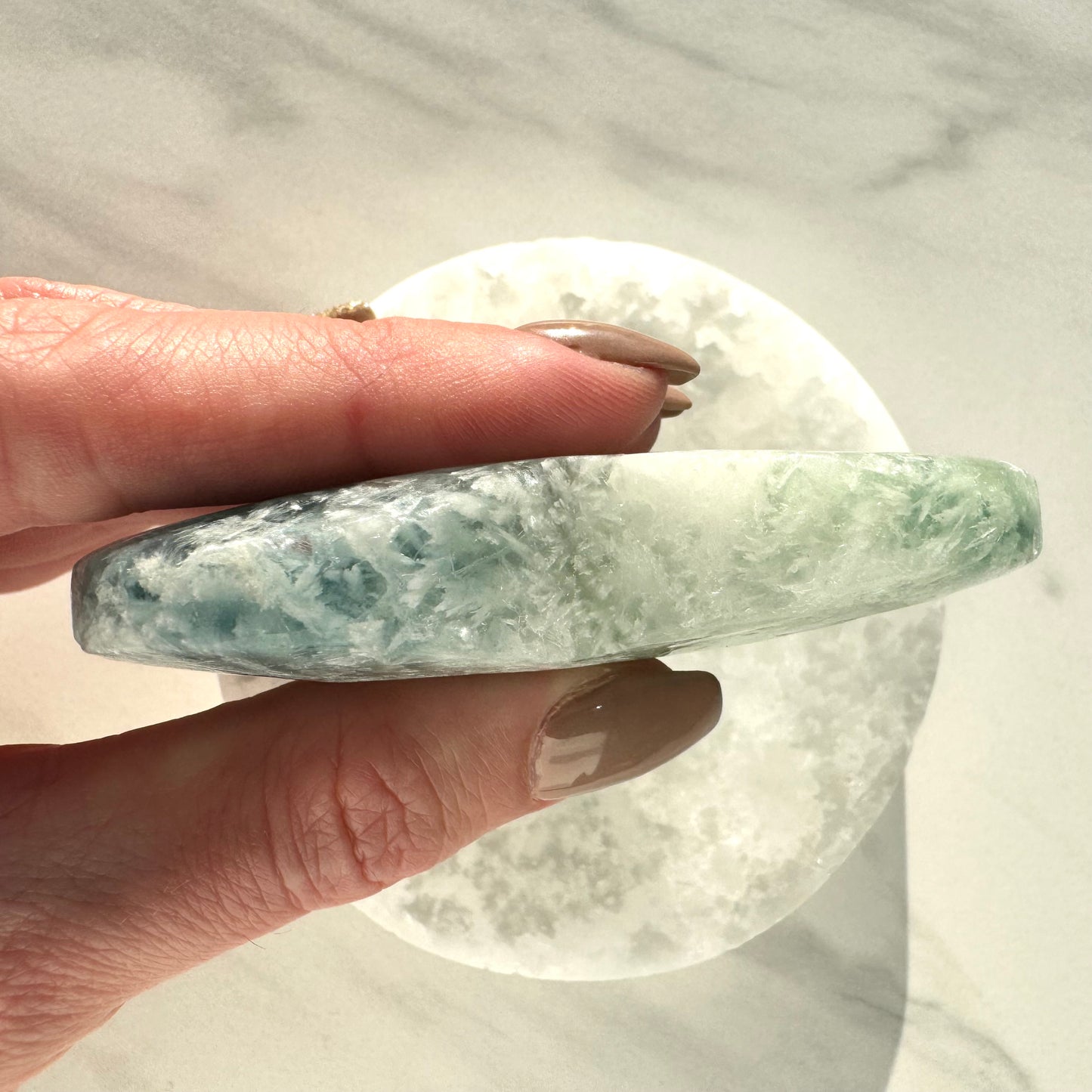 Snowflake Fluorite Heart Carving A