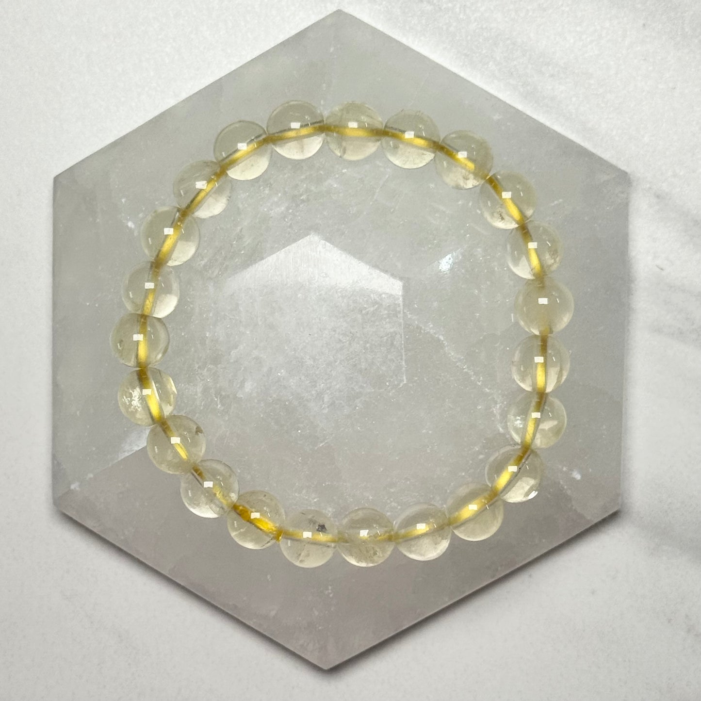 One (1) Pale Citrine Bracelet from Brazil (8mm Bead)