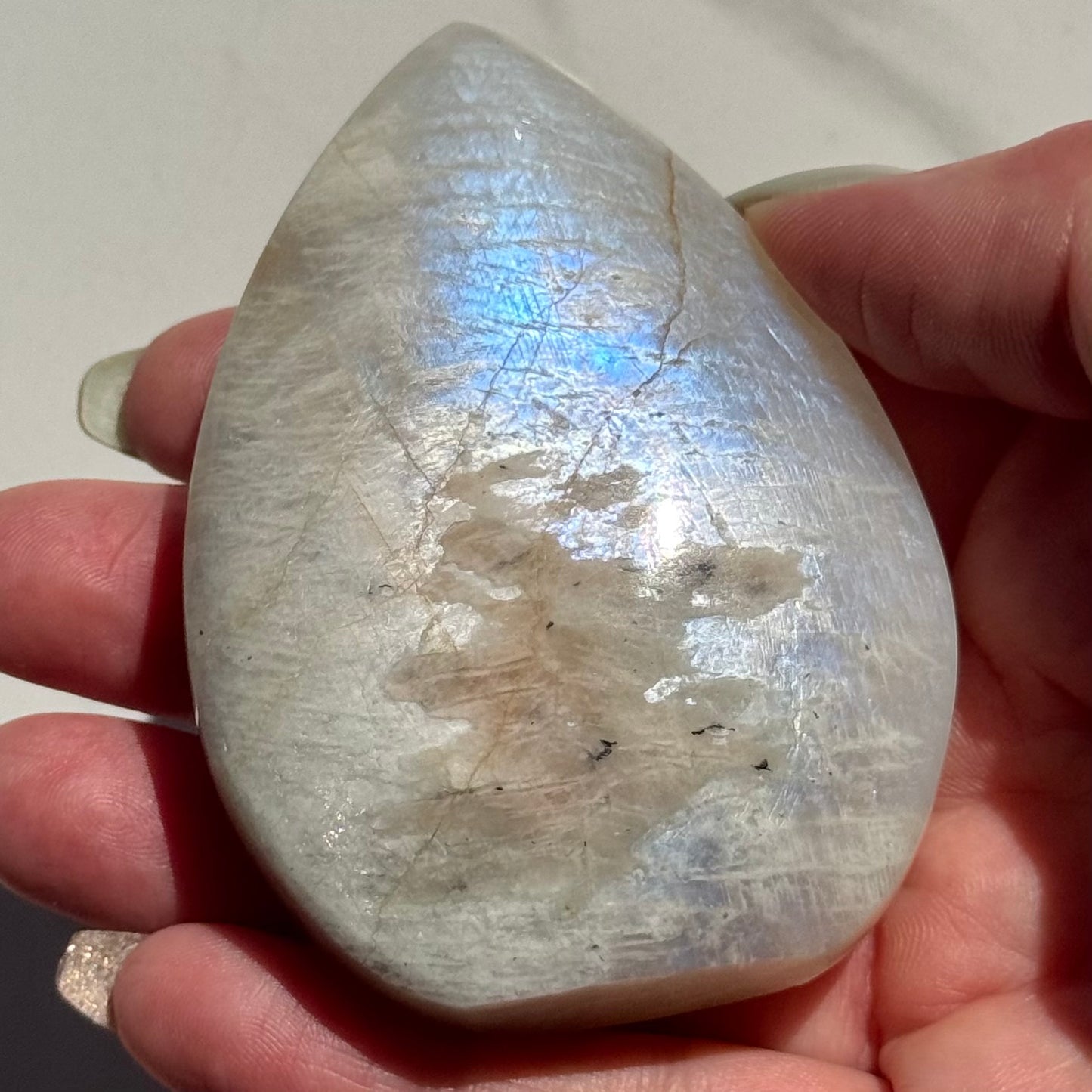 Gorgeous High Quality Blue Sheen Moonstone Tear Drop Carving | Option B