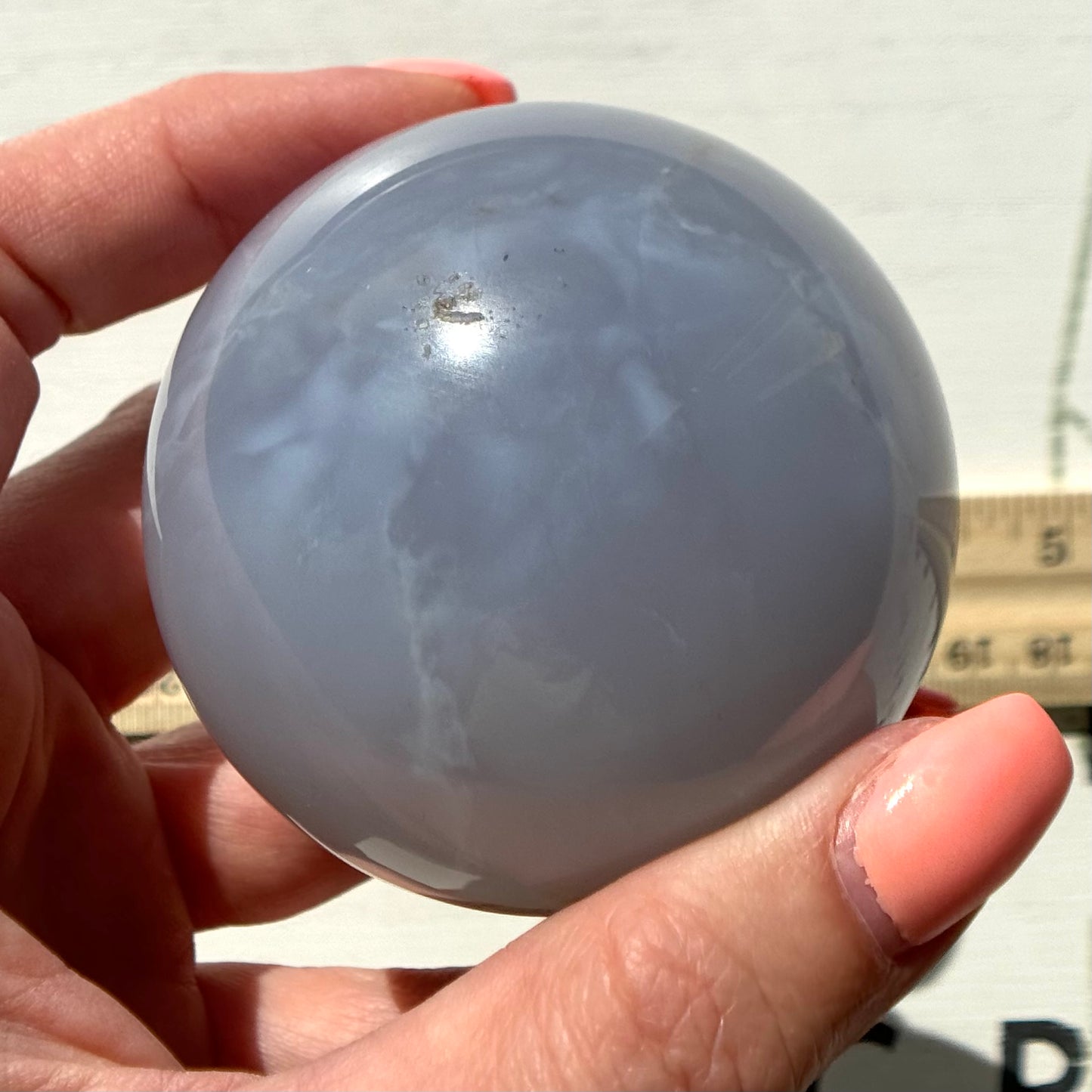 Blue Chalcedony Sphere from Brazil