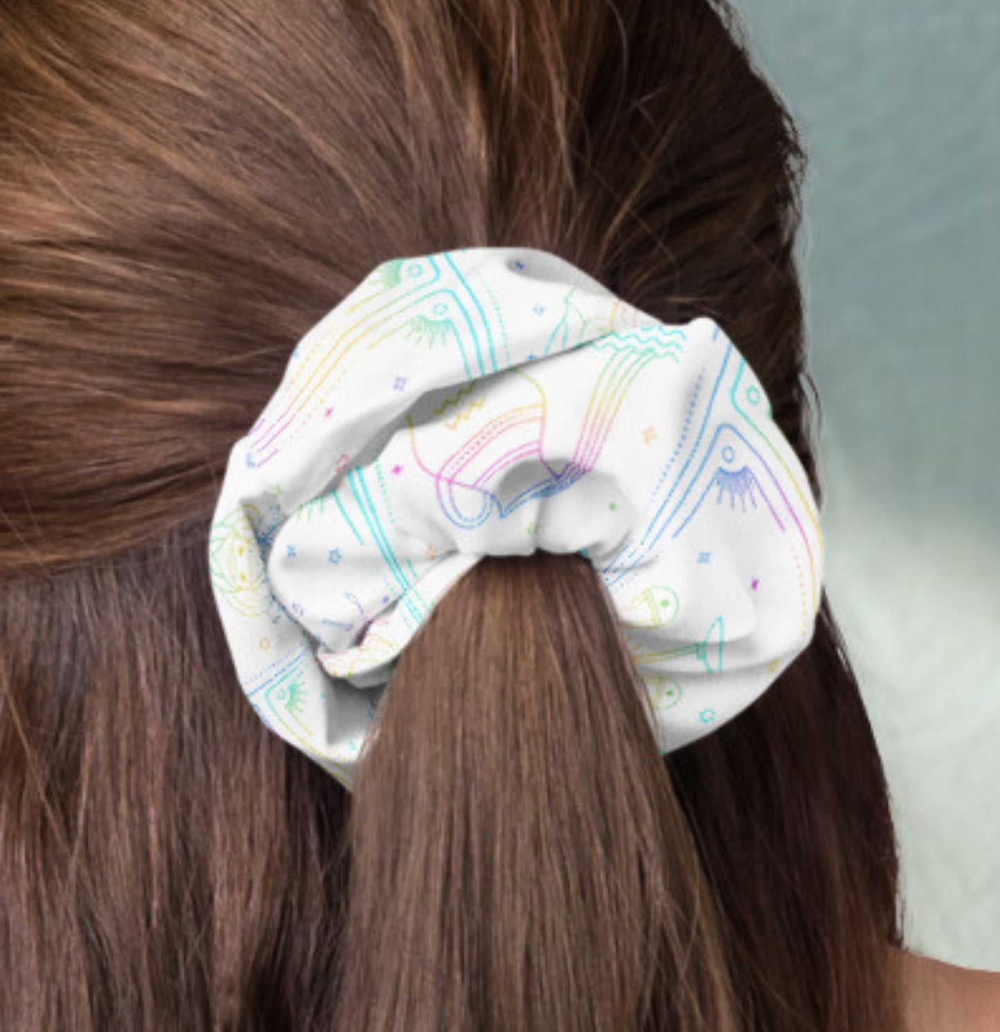 Rainbow Zodiac Tarot Recycled Scrunchie
