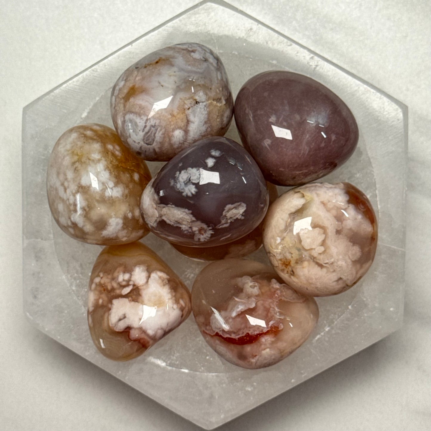 One (1) High Quality Flower Agate Tumble from Madagascar