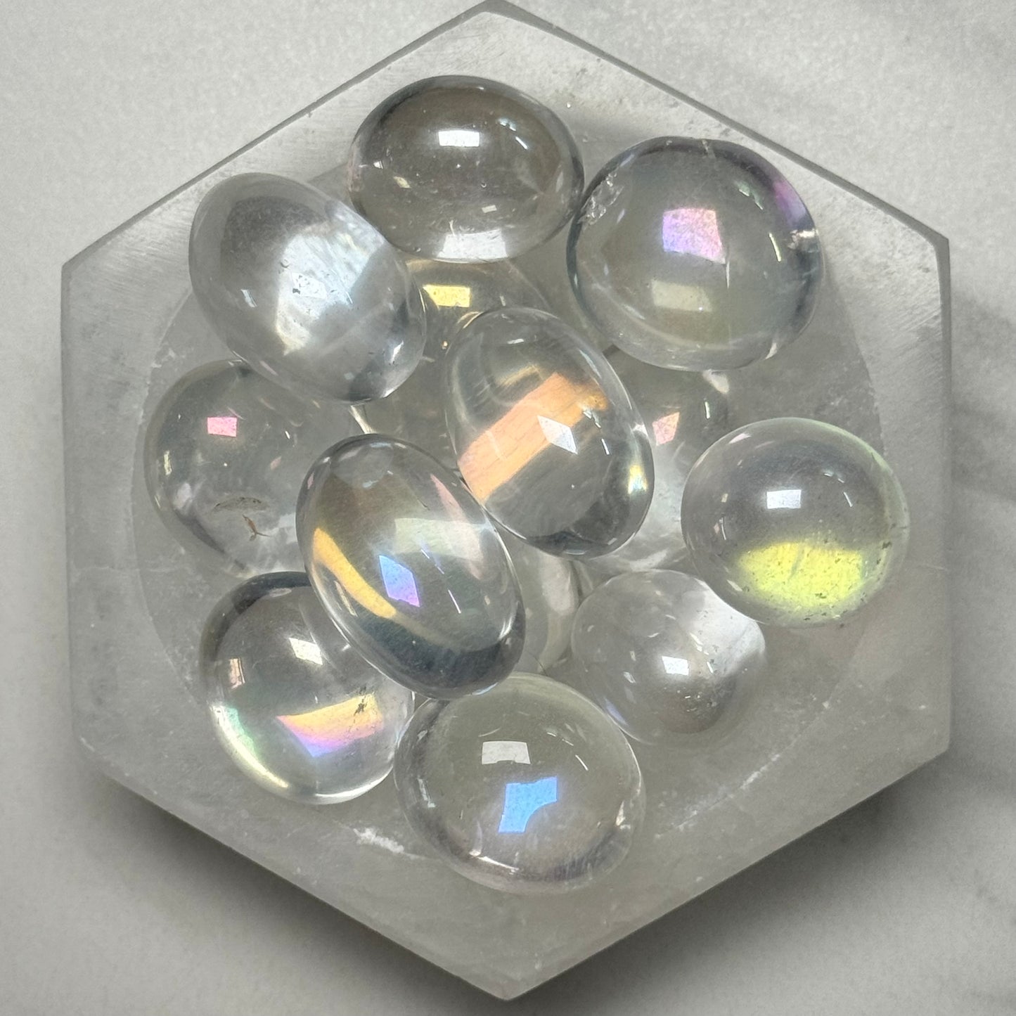One (1) Exceptional Quality Angel Aura Quartz Tumble from Brazil