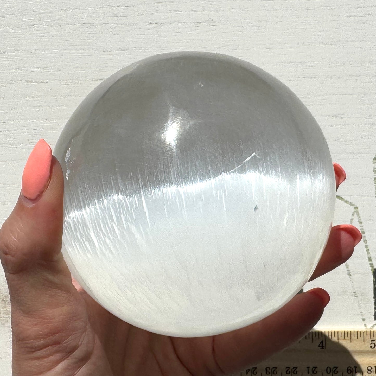 One (1) 4-Inch Satin Spar Selenite Sphere from Morocco