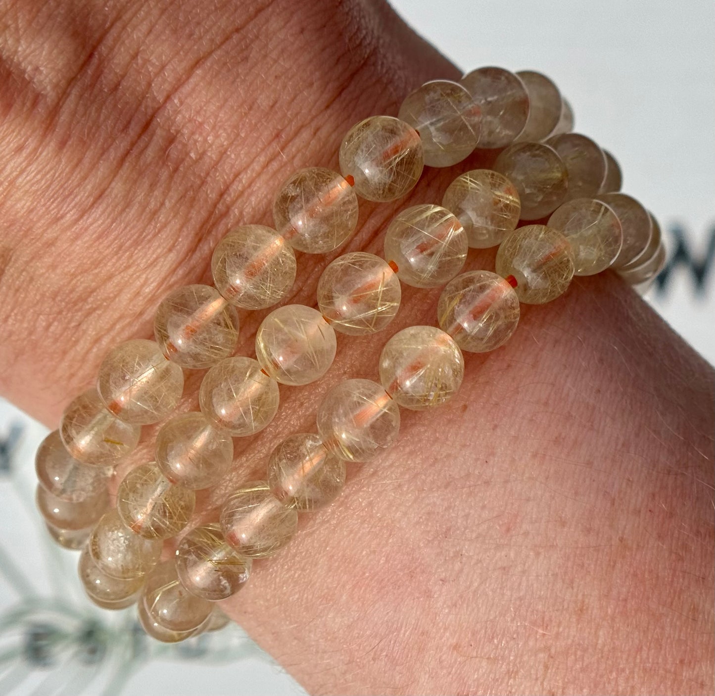 Golden Rutile Bracelets from Madagascar (8mm Bead)