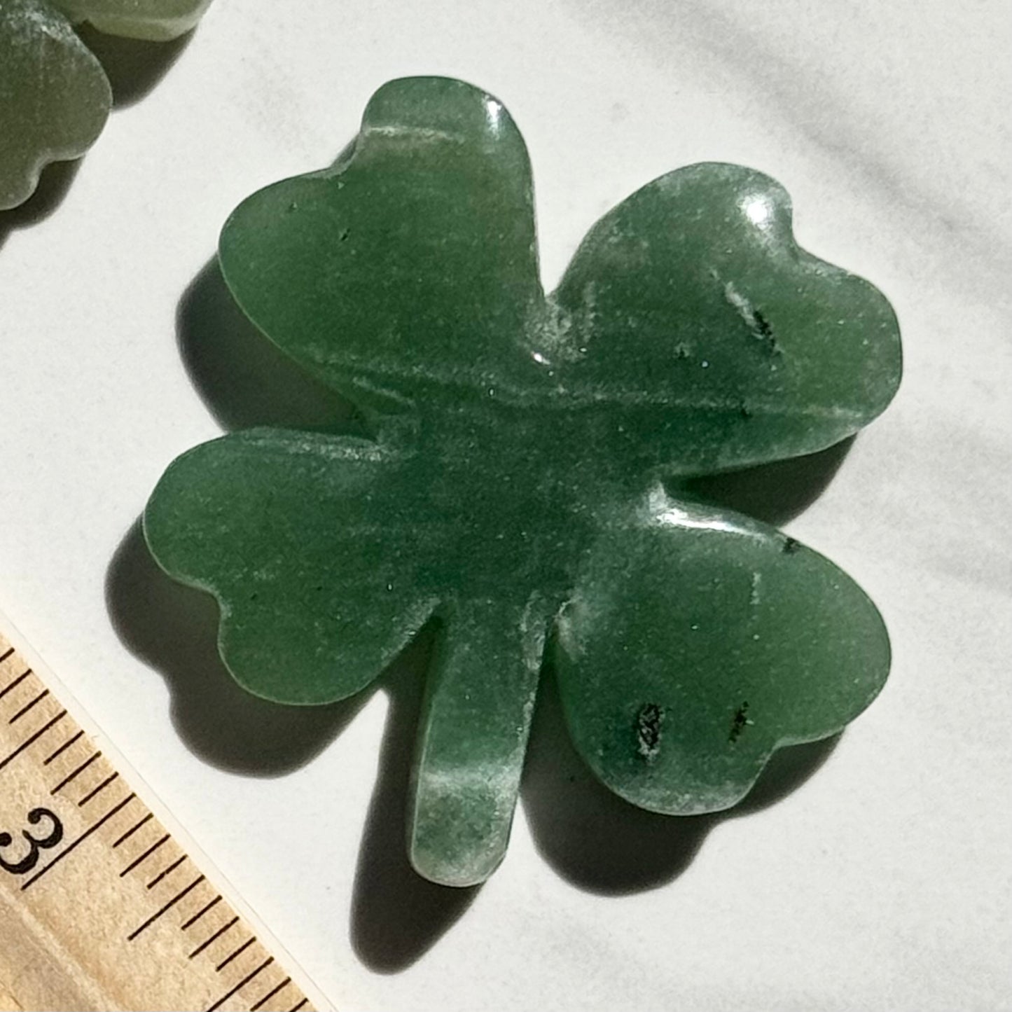 One (1) Green Aventurine Shamrock Carving