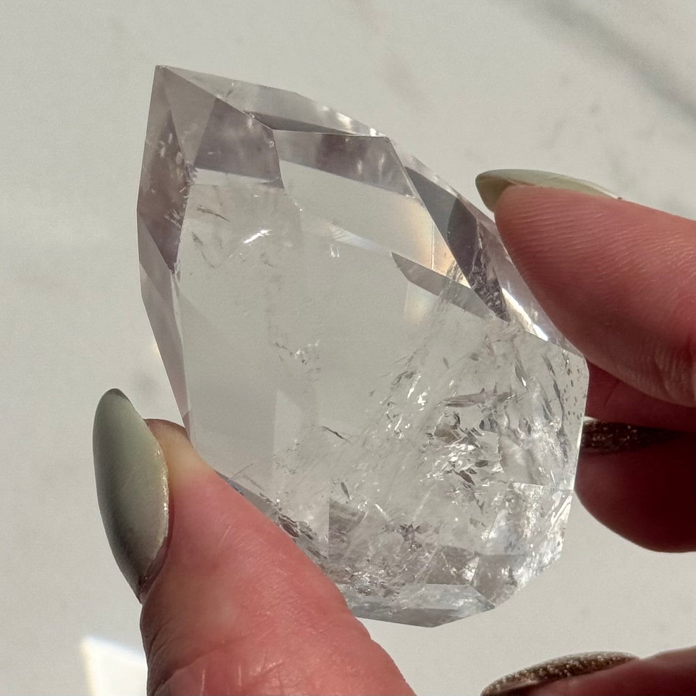 High Clarity Faceted Clear Quartz Freeform from Brazil