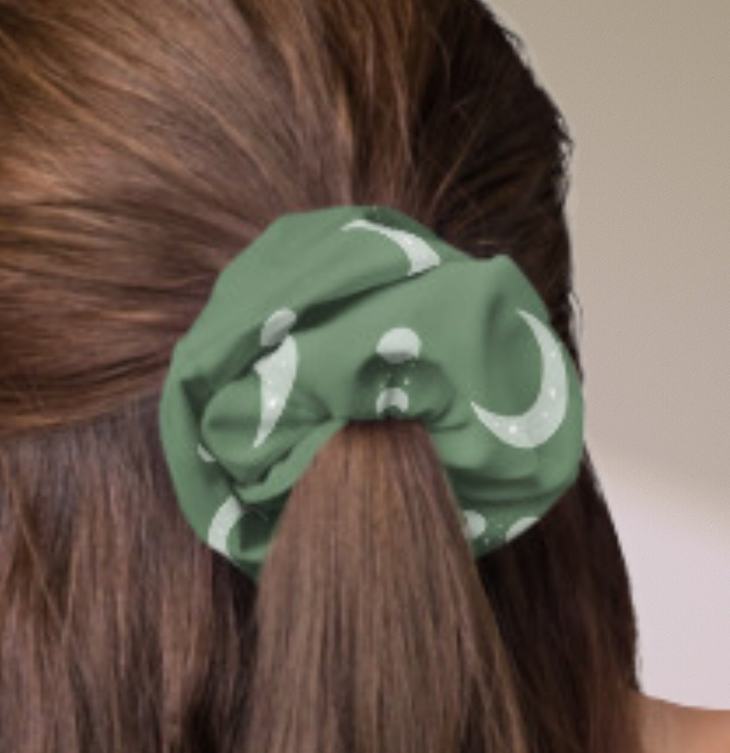 Sage Crescent Moon Recycled Scrunchie