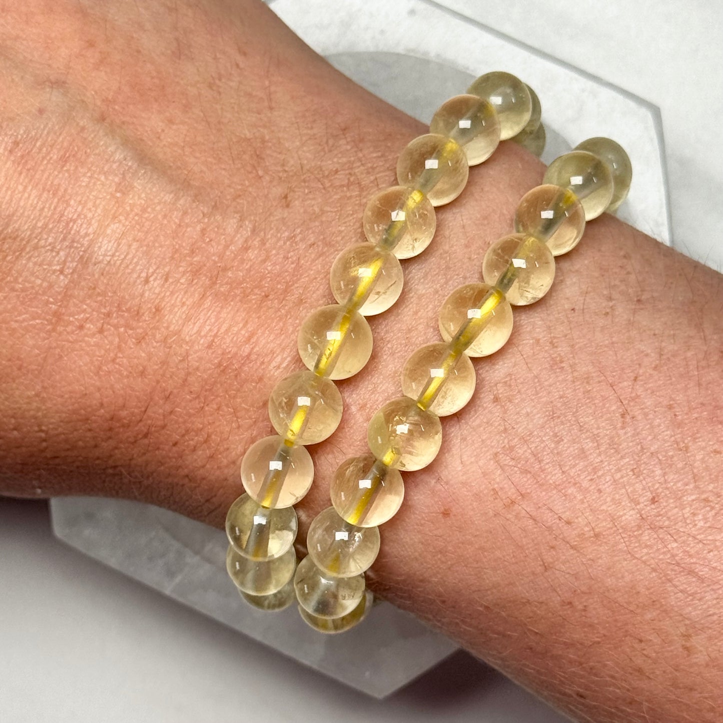 One (1) Pale Citrine Bracelet from Brazil (8mm Bead)