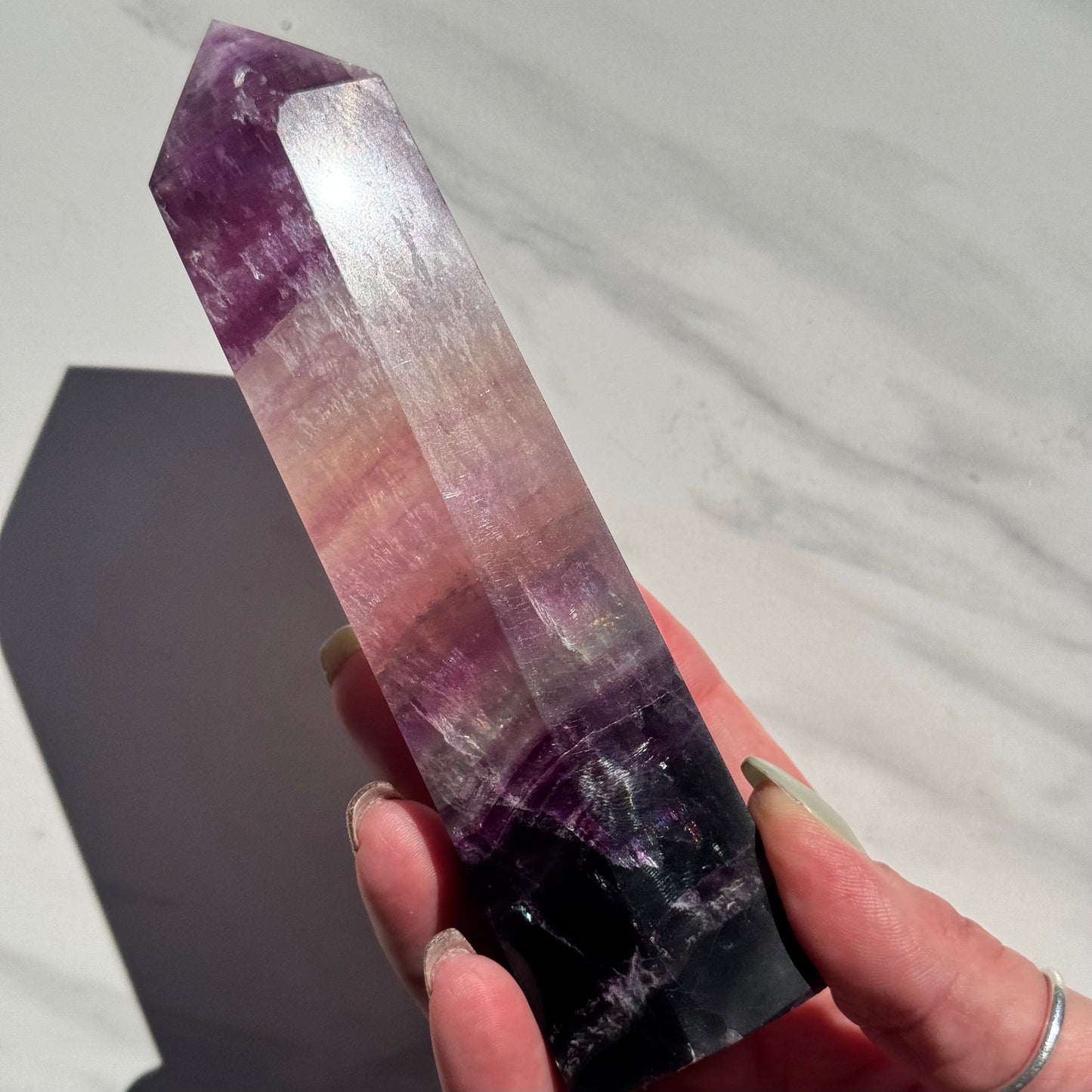 Beautiful Candy Fluorite Crystal Tower