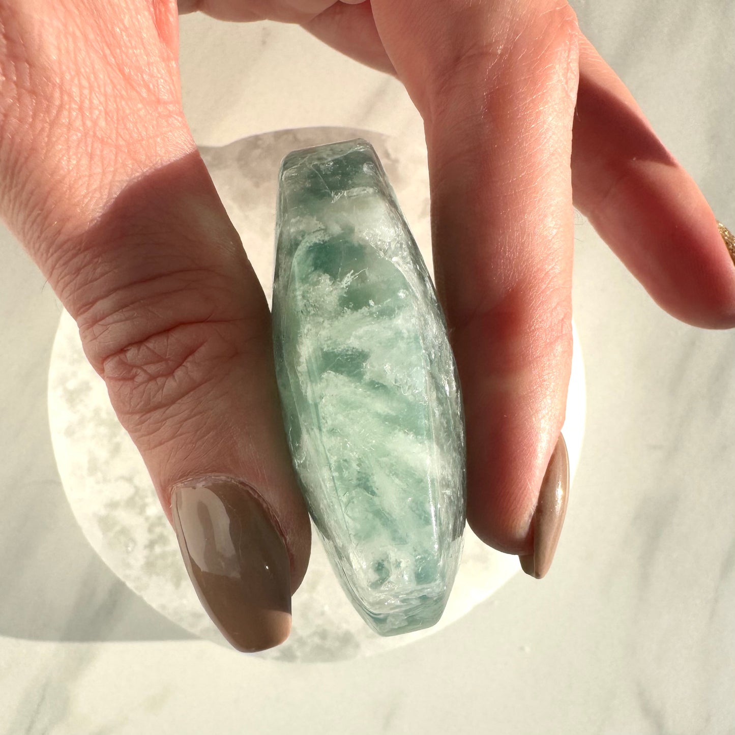Snowflake Fluorite Heart Carving C