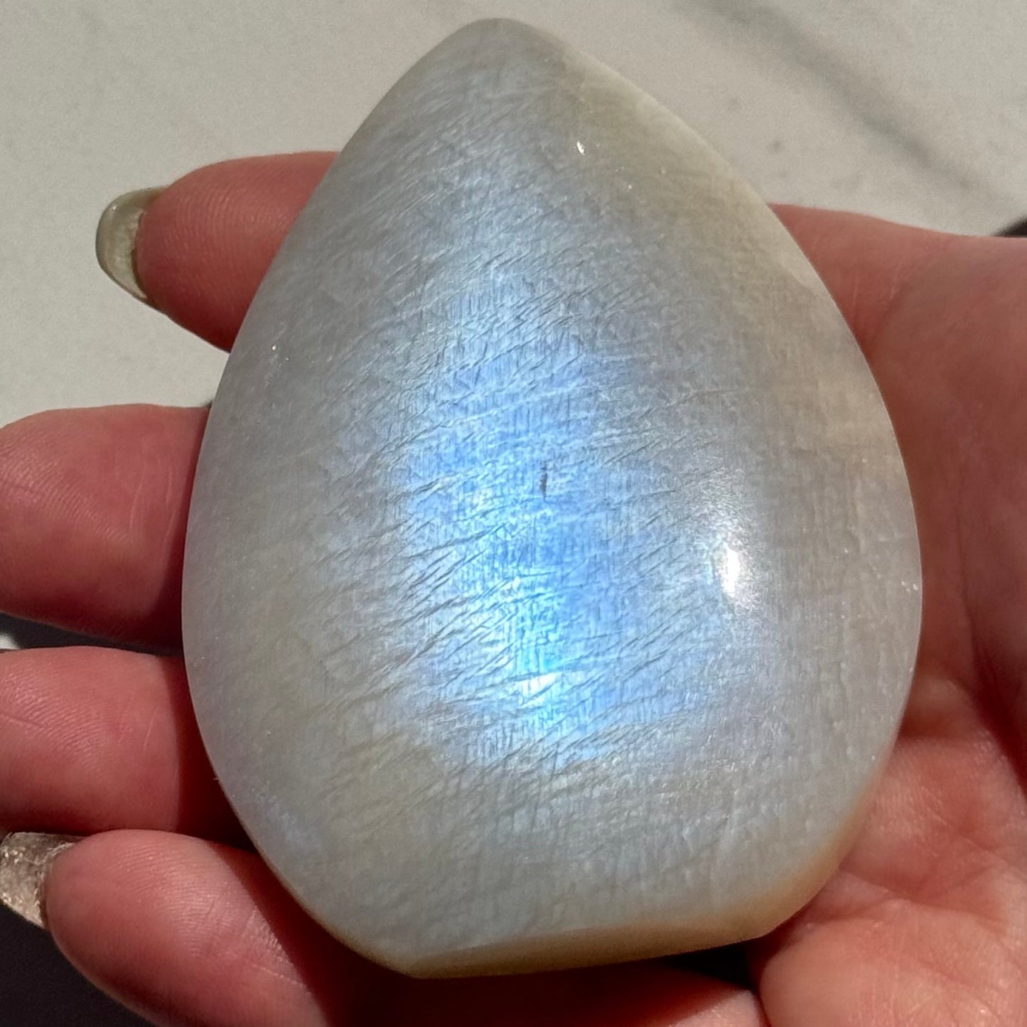 Gorgeous High Quality Blue Sheen Moonstone Tear Drop Carving | Option B