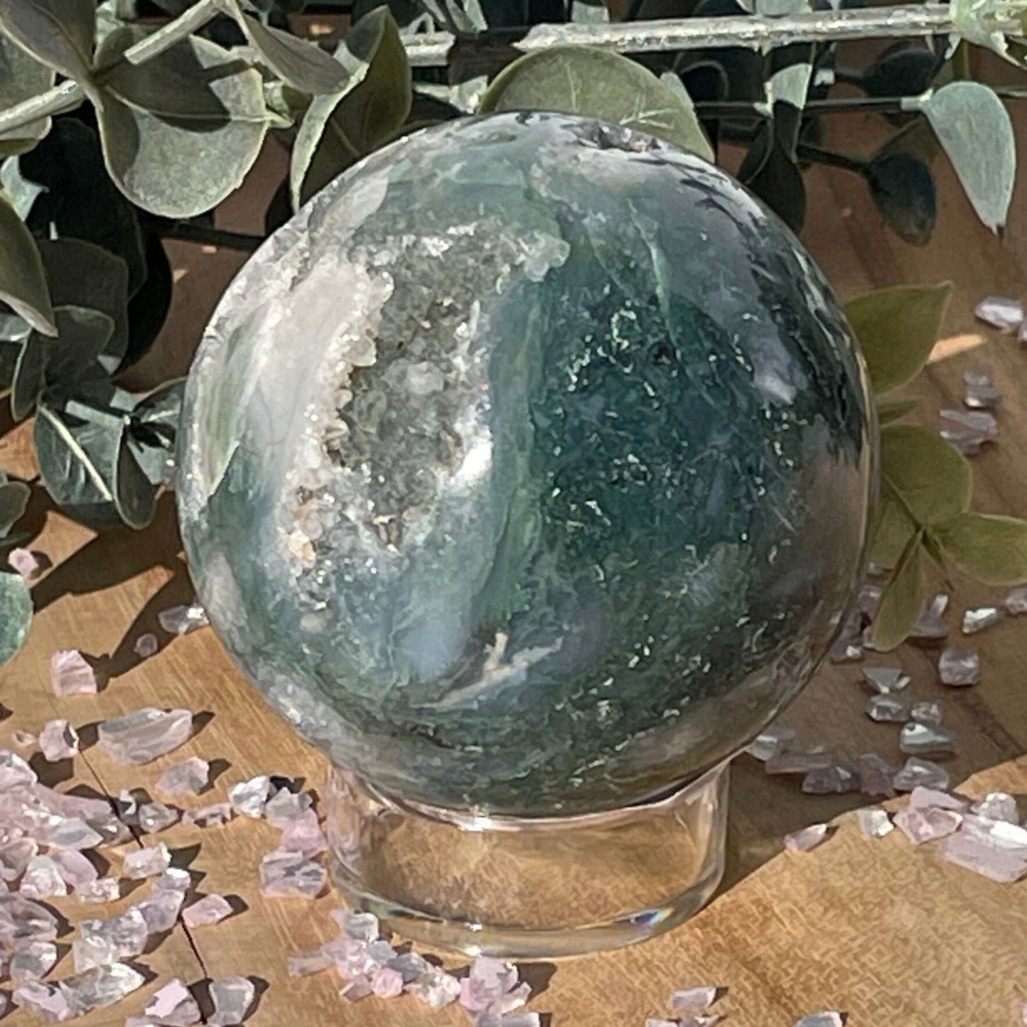 2 inch moss agate sphere