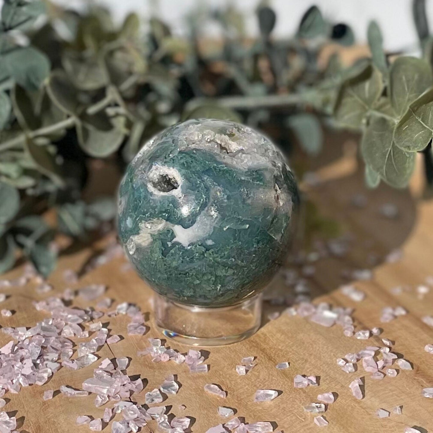 2 inch moss agate sphere