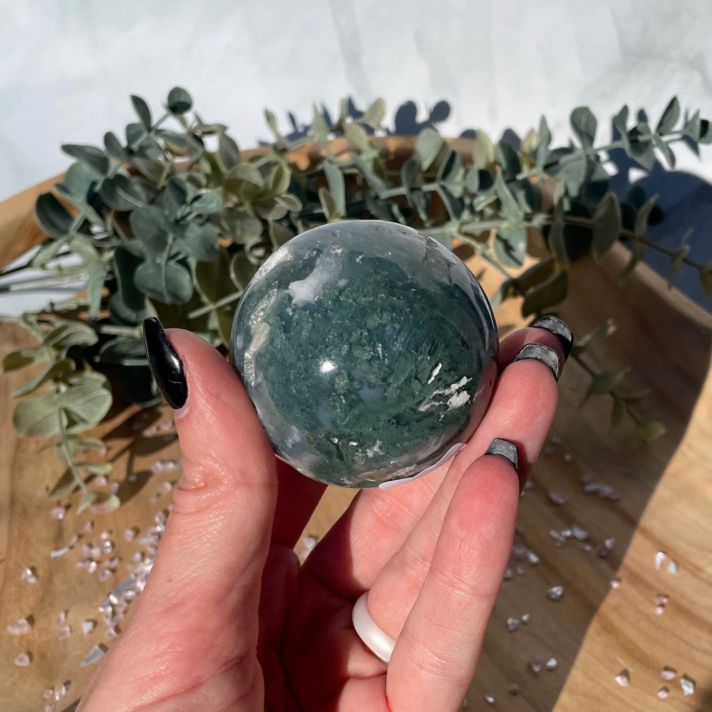 2.10-Inch Moss Agate Sphere from India