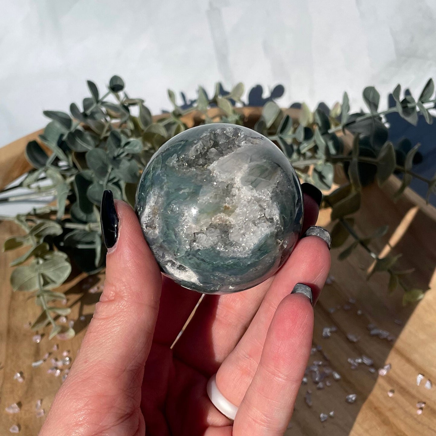 2 inch moss agate sphere