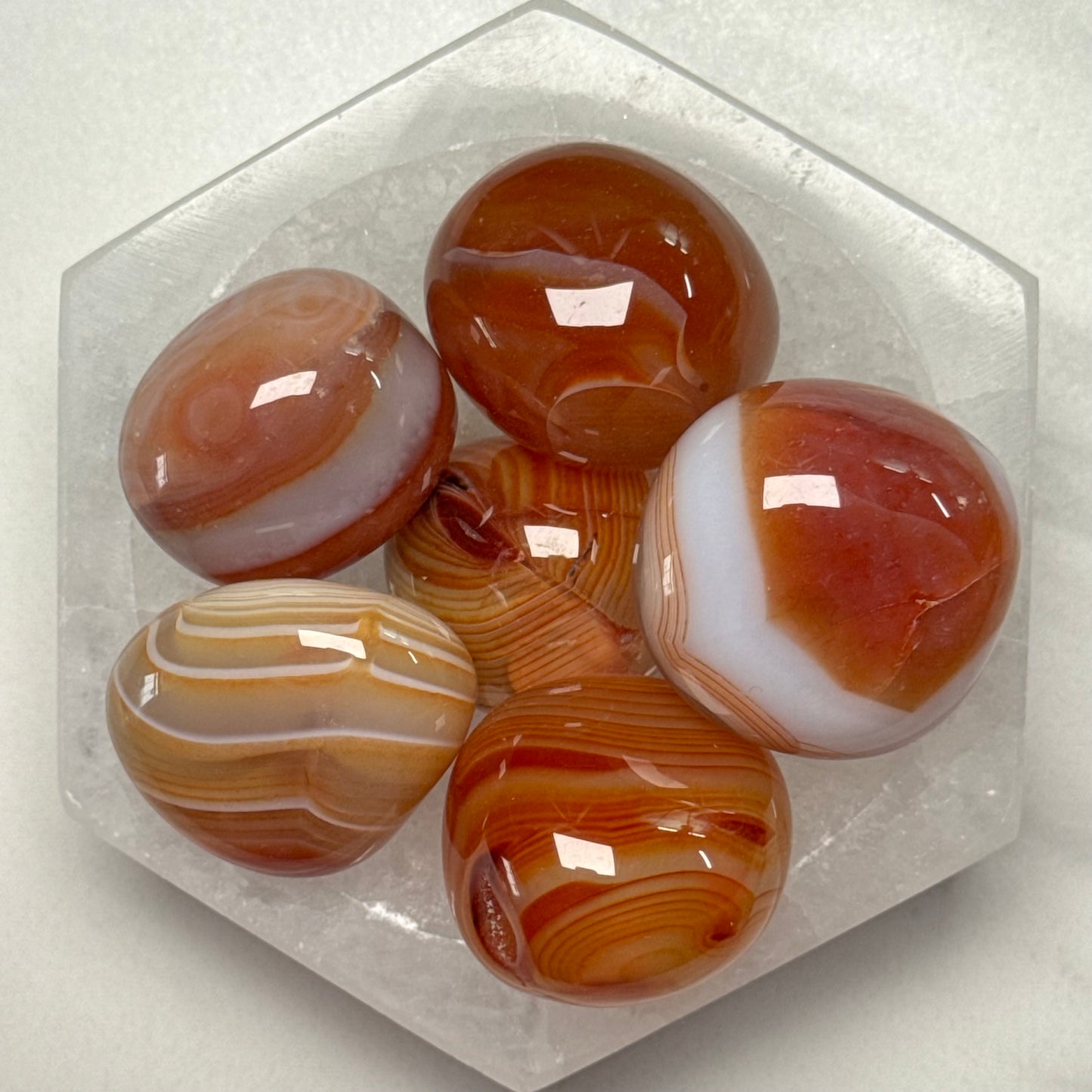 One (1) High Quality Banded Carnelian Tumble from Brazil