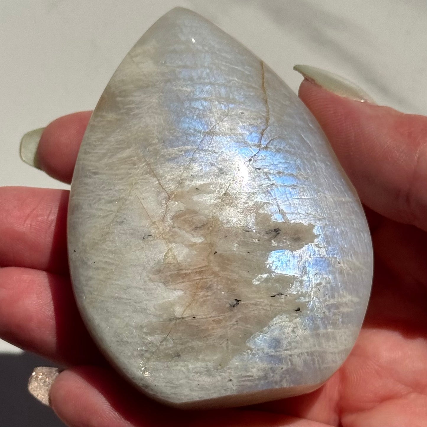 Gorgeous High Quality Blue Sheen Moonstone Tear Drop Carving | Option B