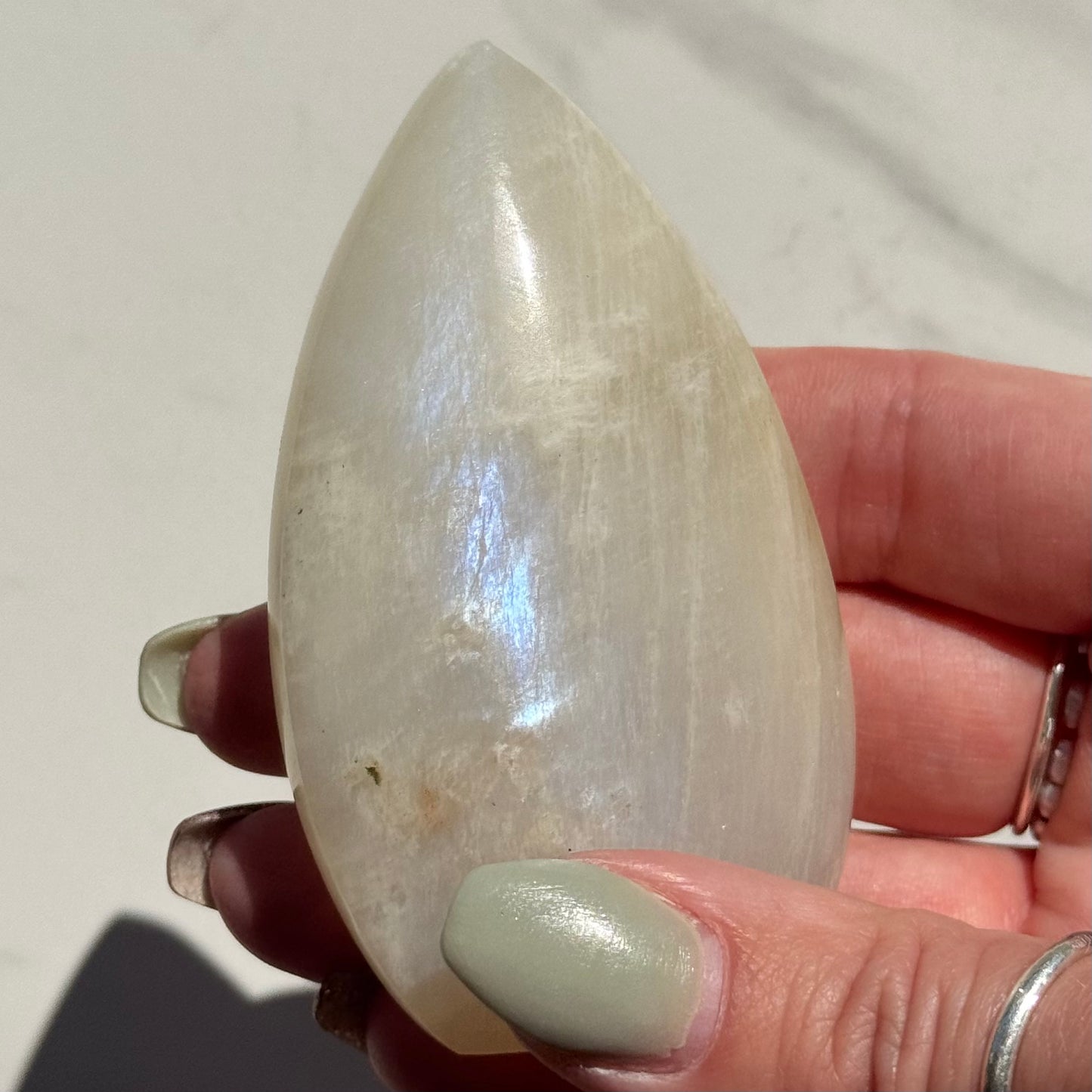 Gorgeous High Quality Blue Sheen Moonstone Tear Drop Carving | Option A