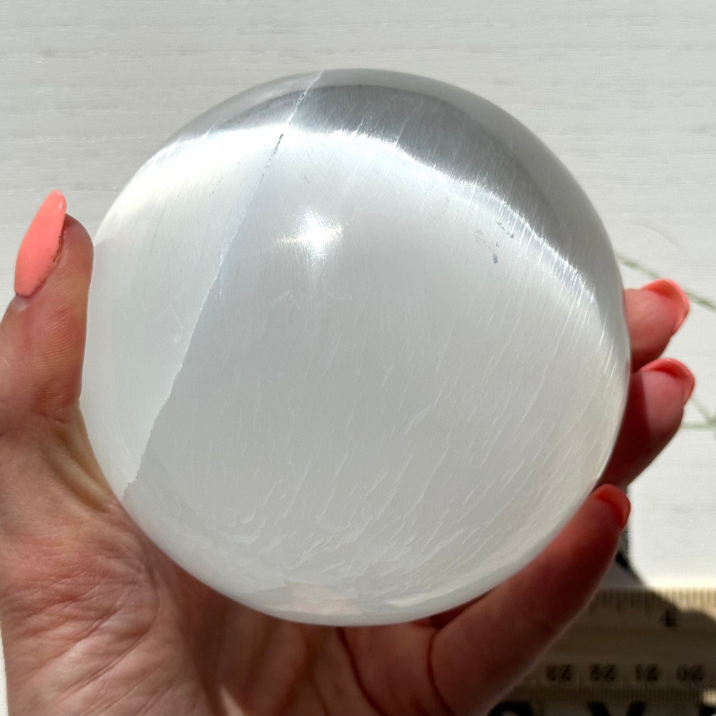 One (1) 4-Inch Satin Spar Selenite Sphere from Morocco