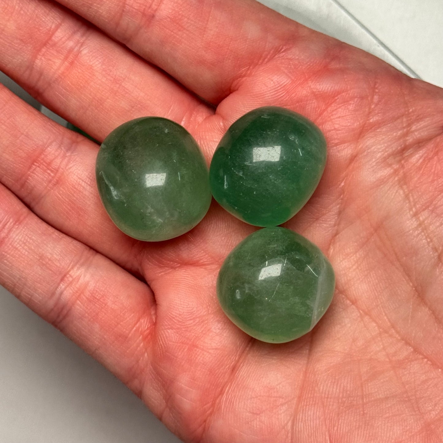 One (1) High Quality "Baja Blast” Green Fluorite Tumble from China