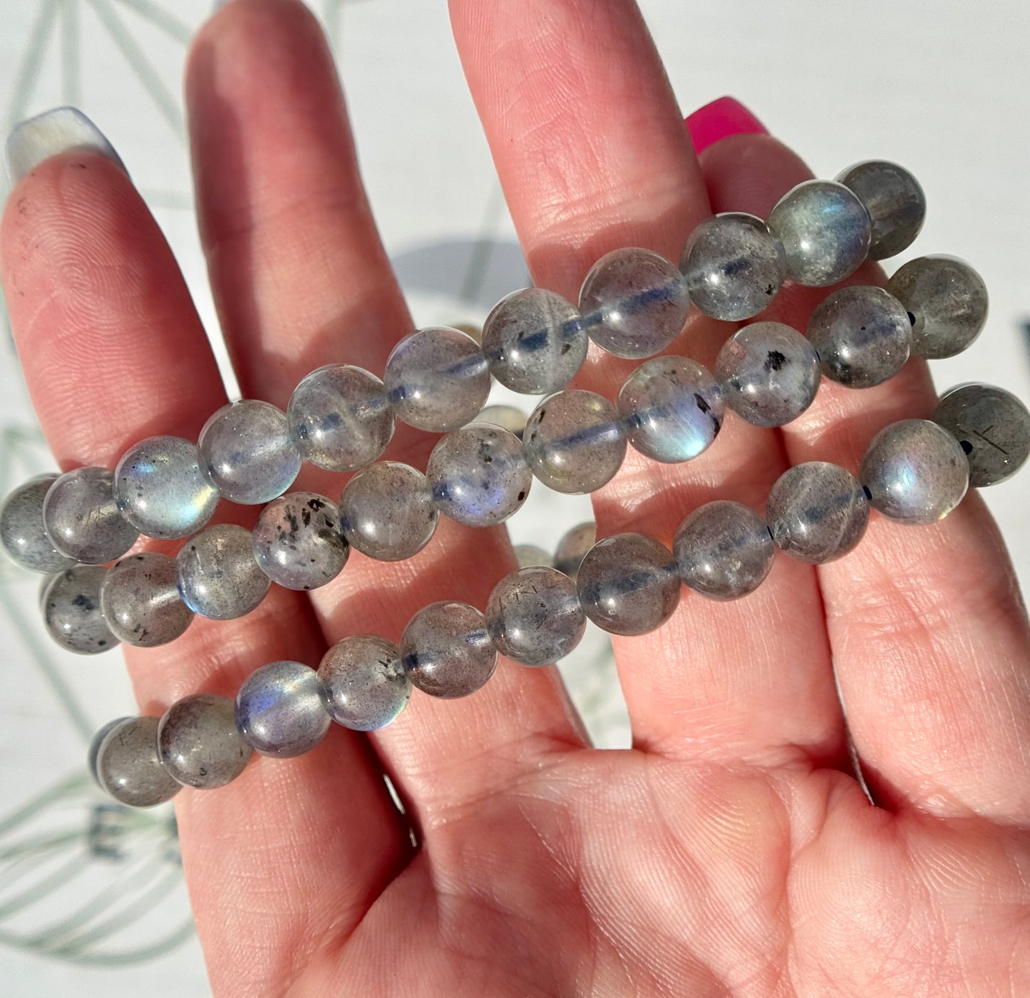 One (1) Labradorite Bracelet from Madagascar (8mm Bead)