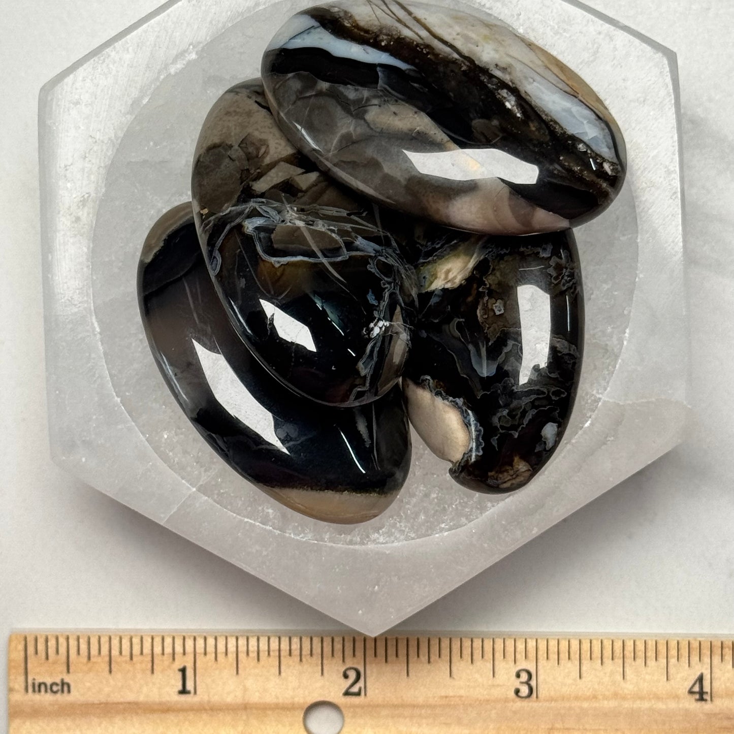 One (1) Volcanic Agate Palm Stone (UV Reactive)
