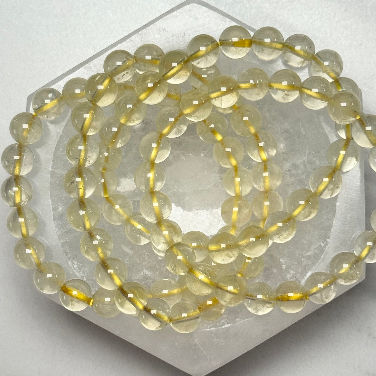One (1) Pale Citrine Bracelet from Brazil (8mm Bead)