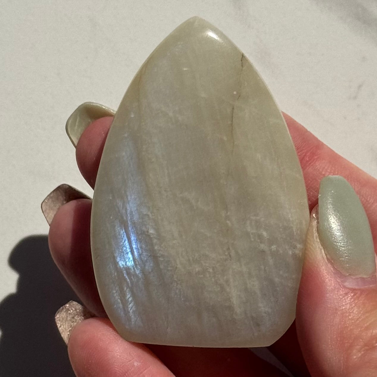 Gorgeous High Quality Blue Sheen Moonstone Tear Drop Carving | Option C