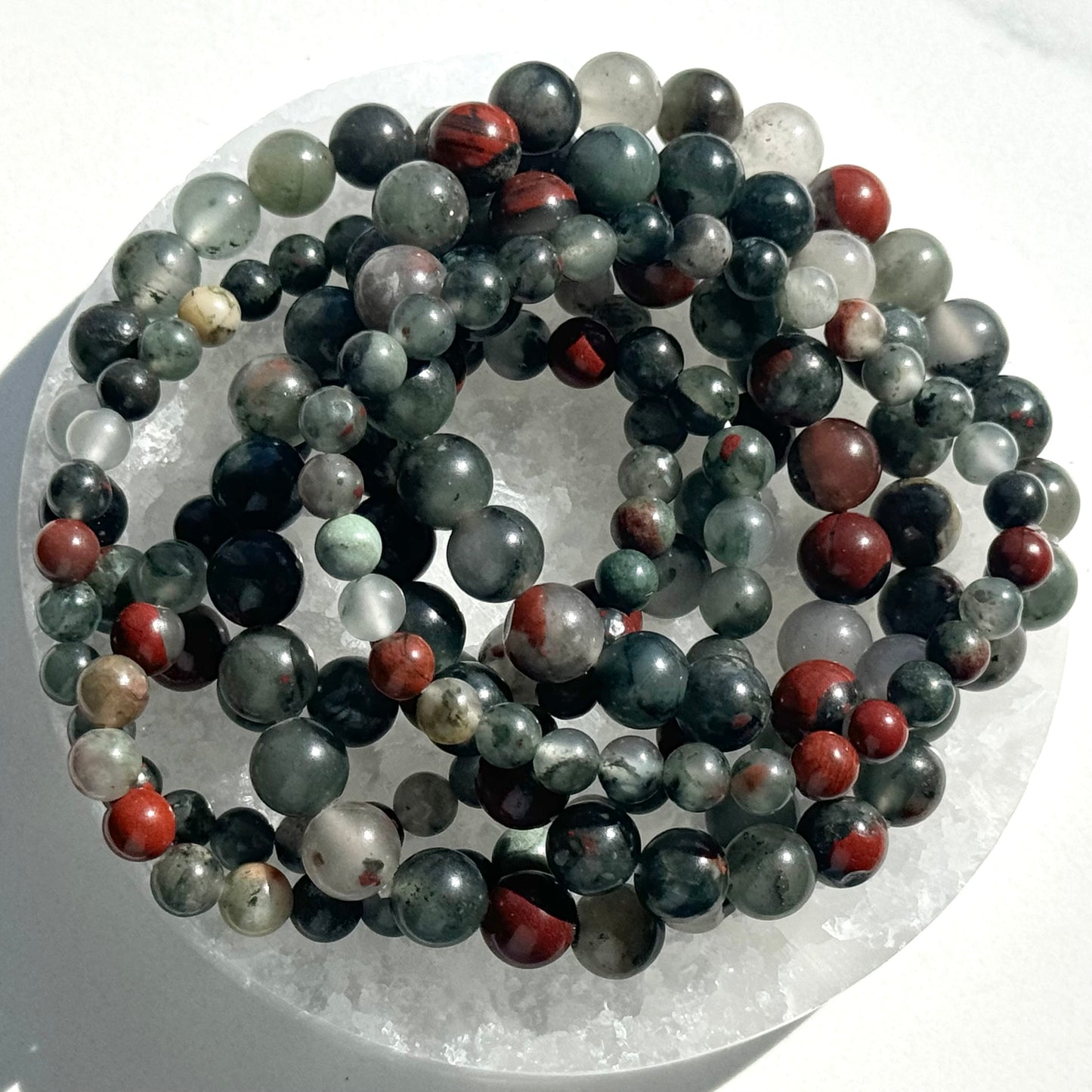 One (1) African Bloodstone Bracelet from South Africa (8mm Bead)