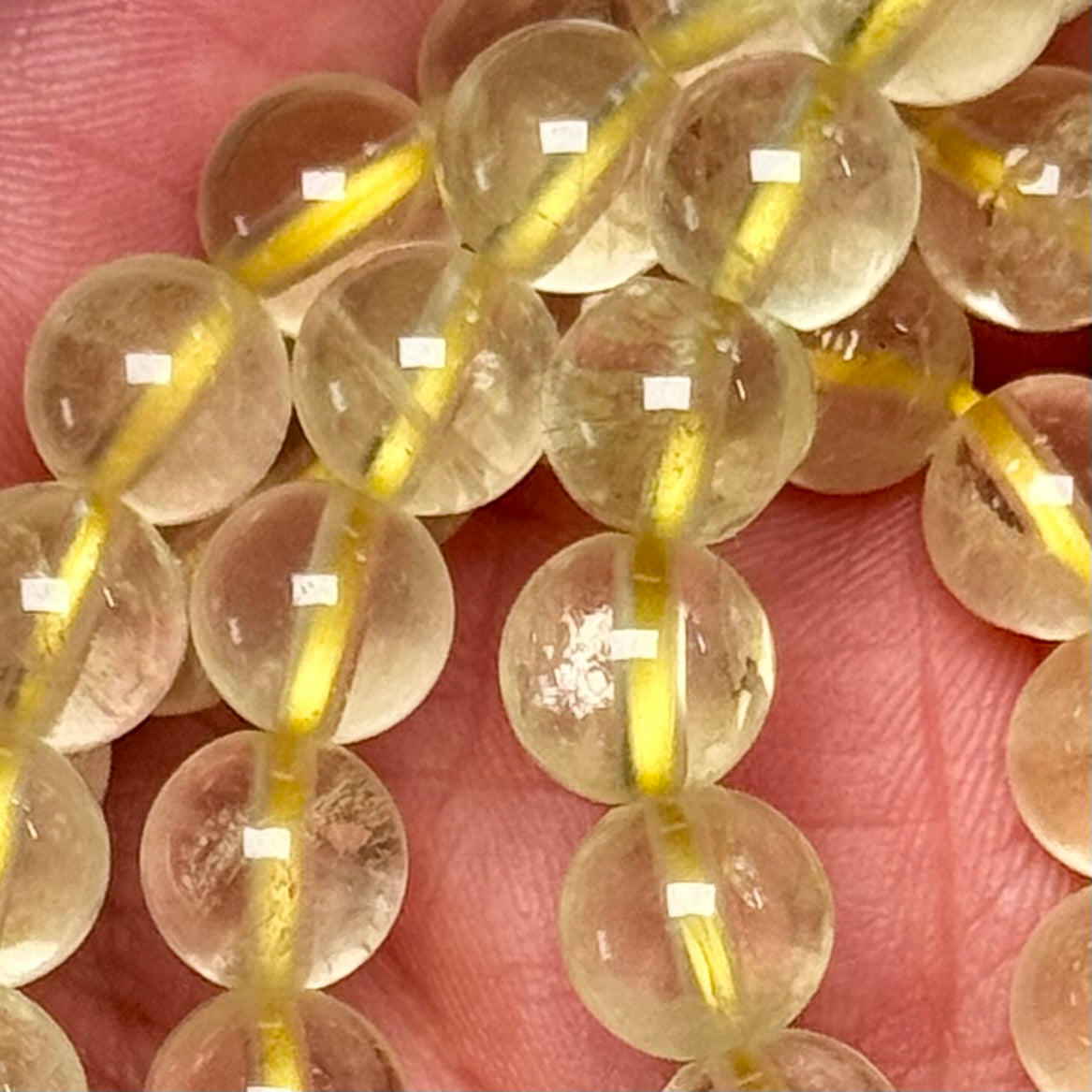 One (1) Pale Citrine Bracelet from Brazil (8mm Bead)