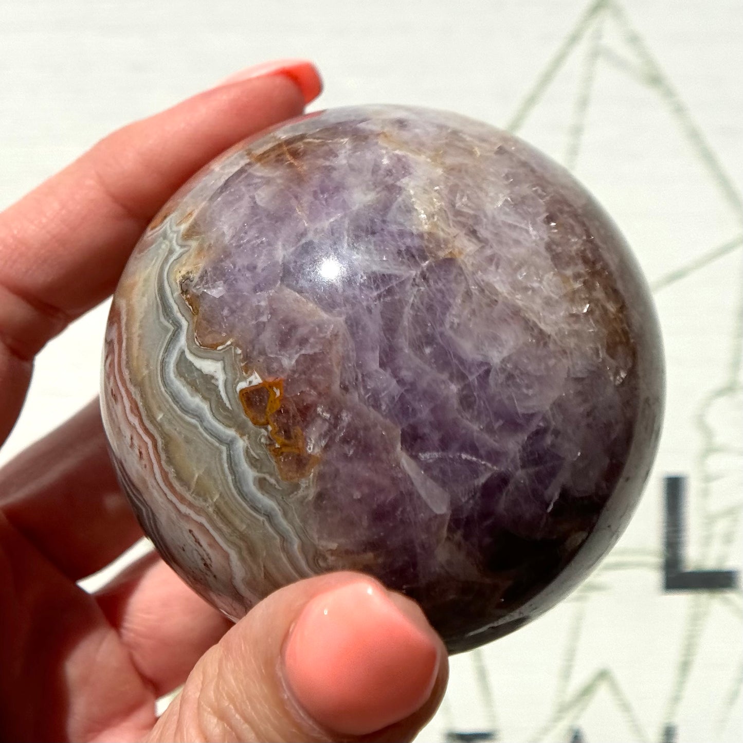 Amethyst with Crazy Lace Agate Sphere from Mexico