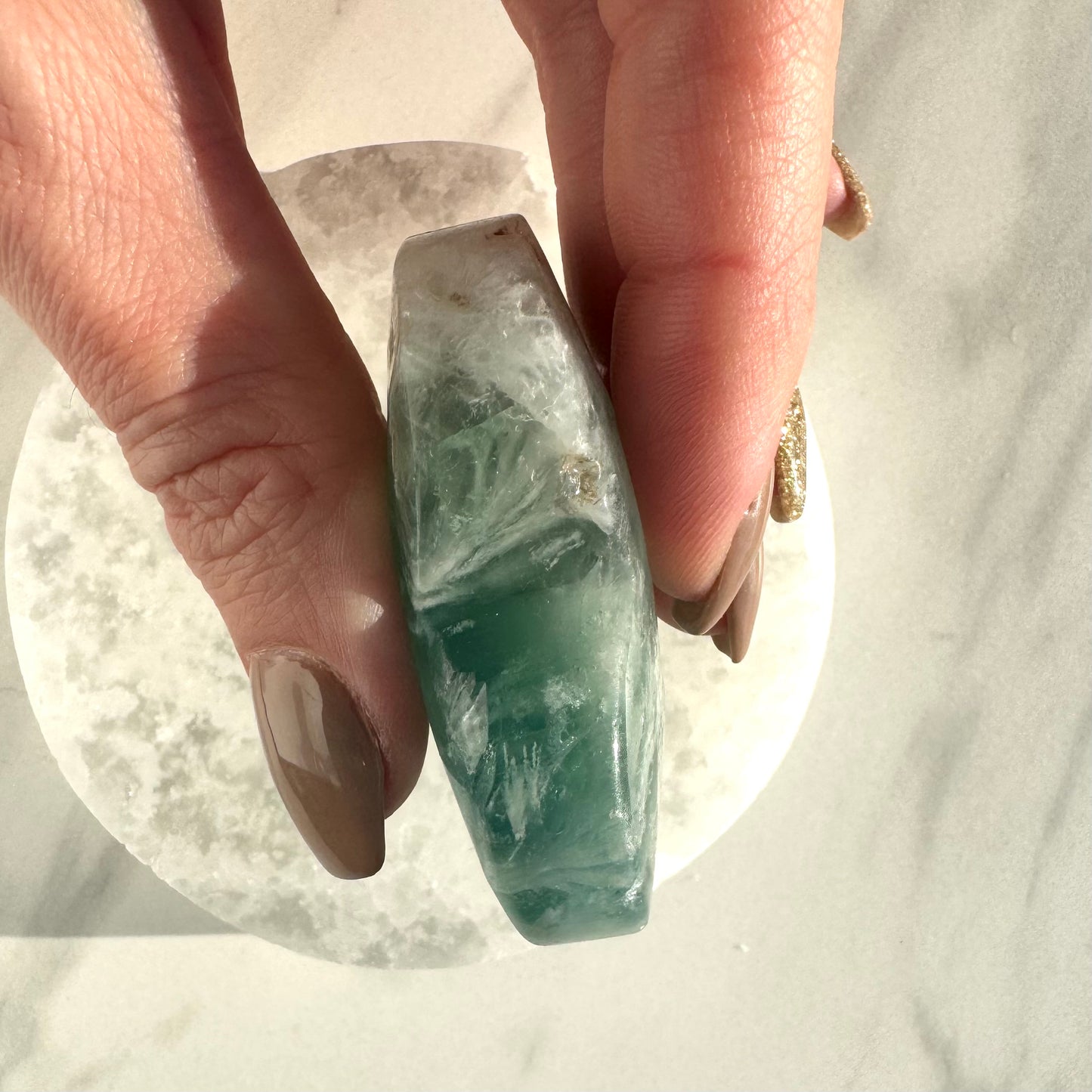 Snowflake Fluorite Heart Carving C