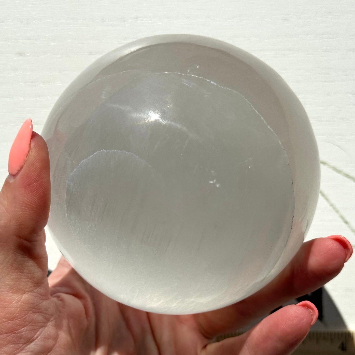 One (1) 4-Inch Satin Spar Selenite Sphere from Morocco