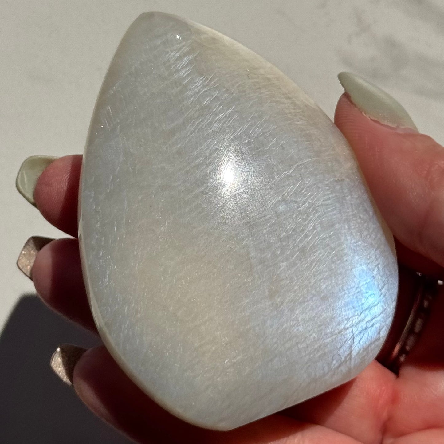 Gorgeous High Quality Blue Sheen Moonstone Tear Drop Carving | Option B