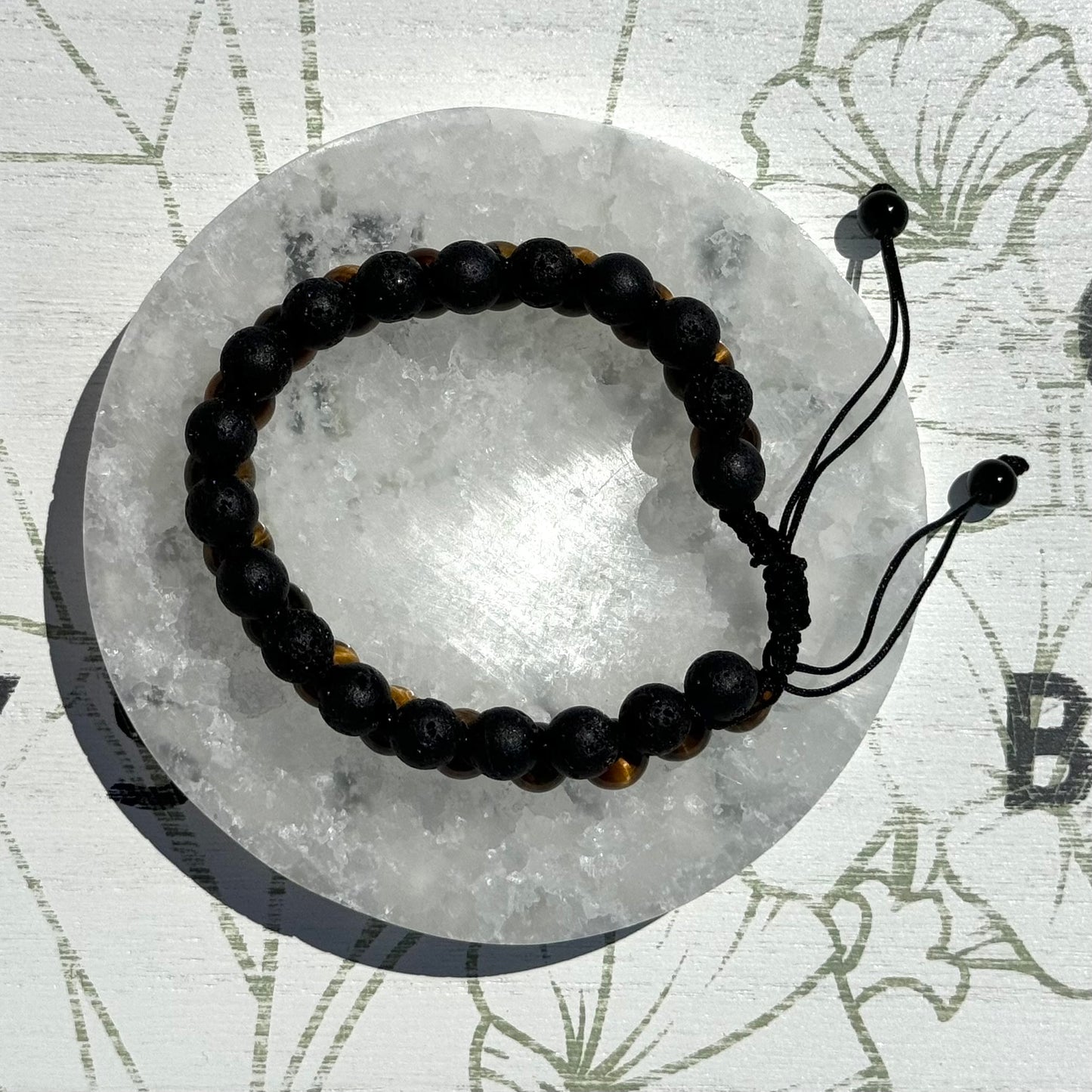 Golden Tigers Eye with Lava Stone Bracelet