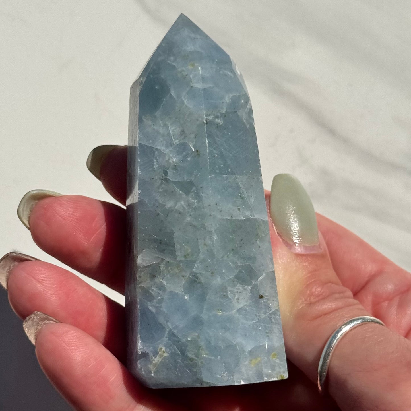 High Quality Celestite with Green Calcite "Meadow Celestite" Tower | Option A