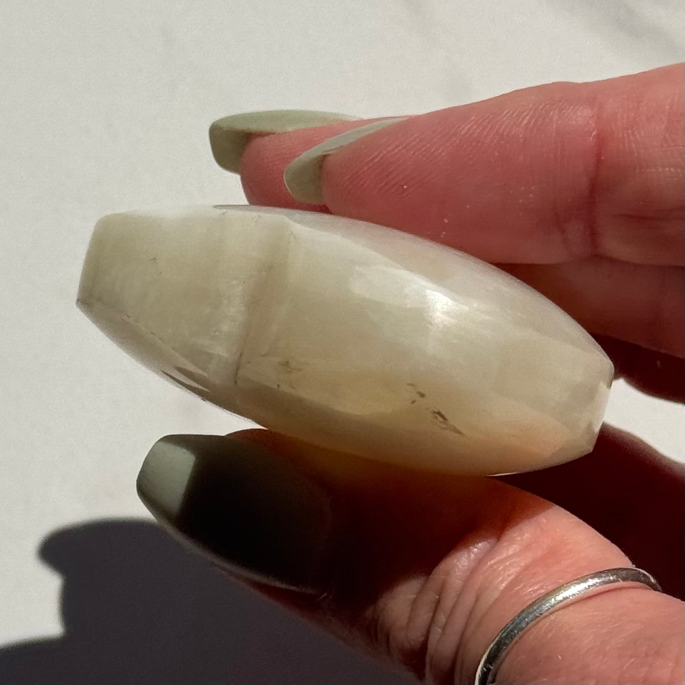 Blue Sheen Moonstone Heart Carving