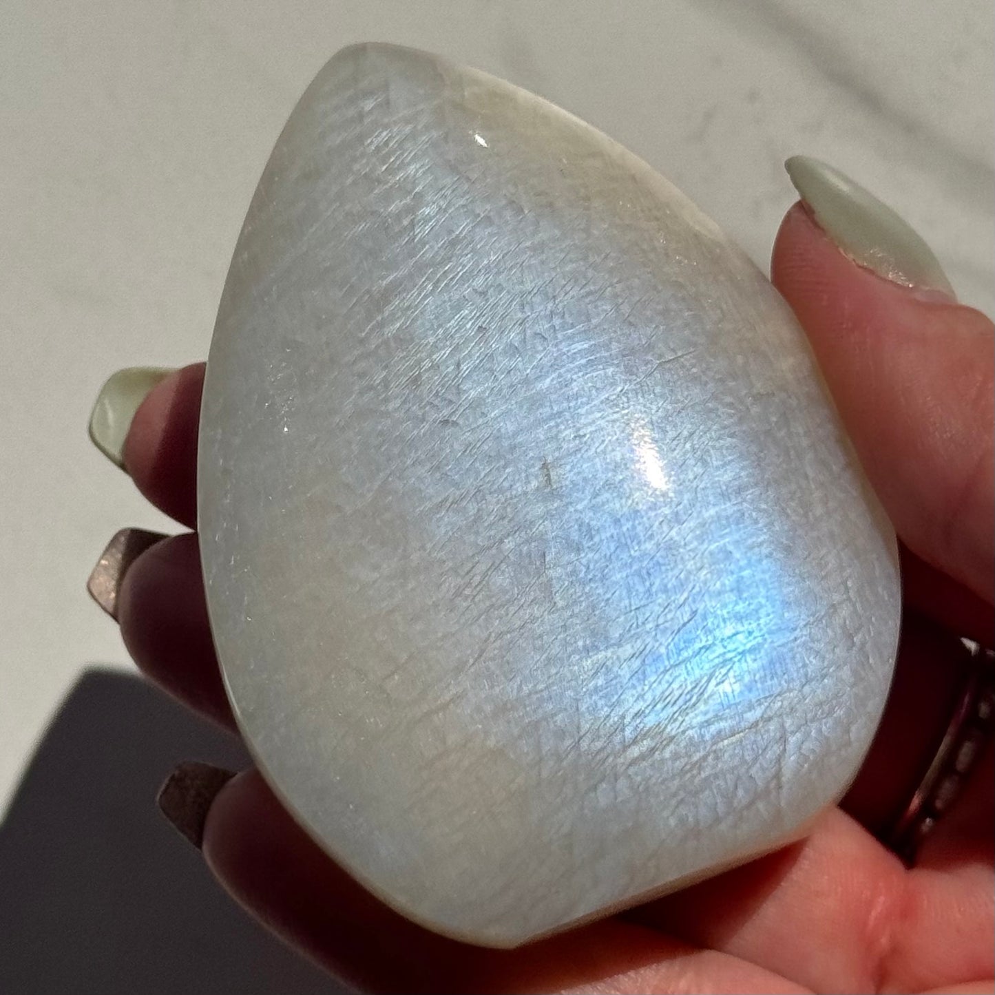 Gorgeous High Quality Blue Sheen Moonstone Tear Drop Carving | Option B