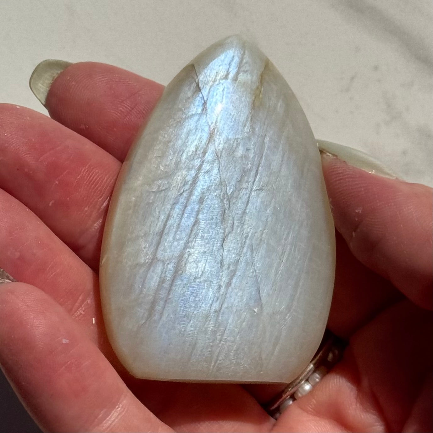 Gorgeous High Quality Blue Sheen Moonstone Tear Drop Carving | Option C