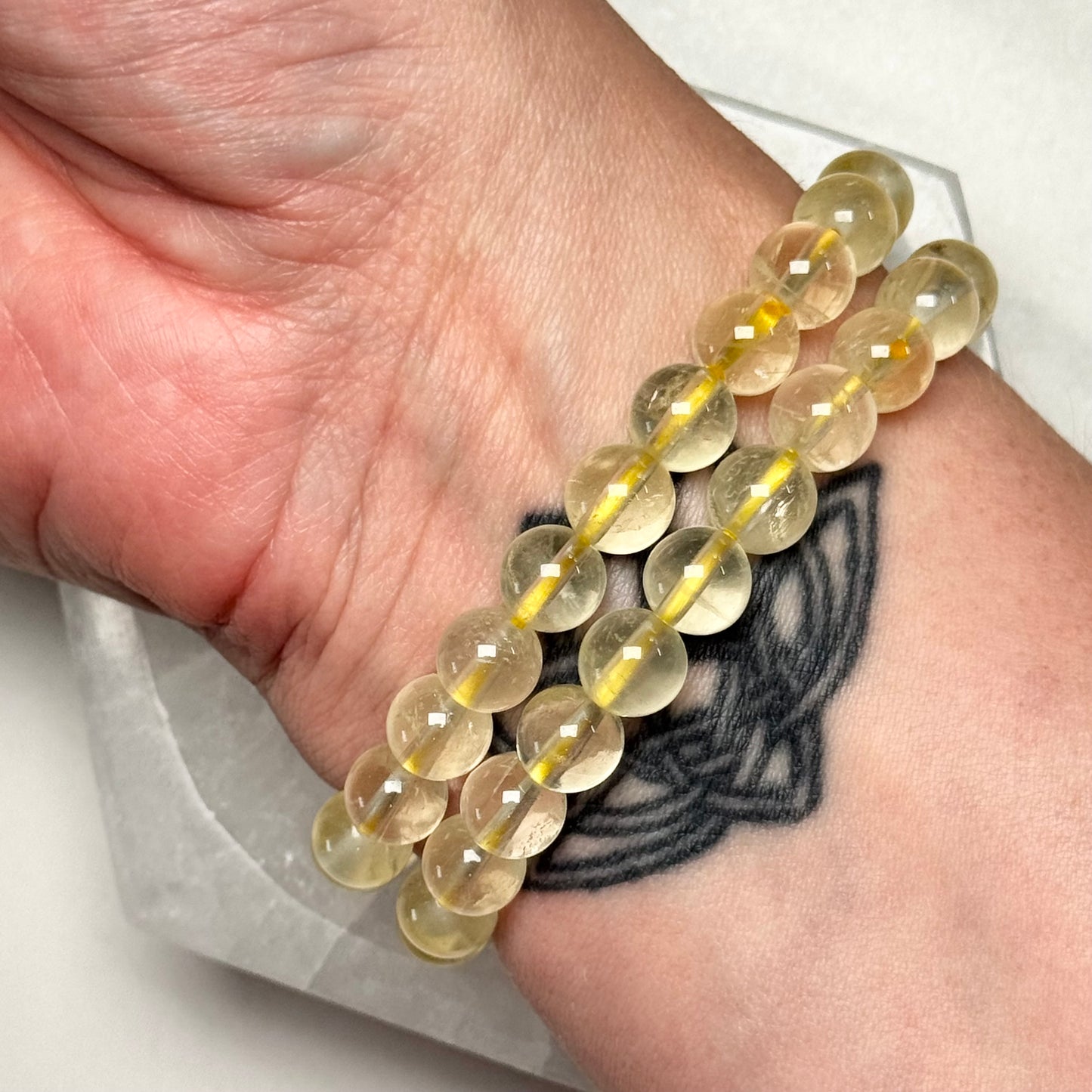 One (1) Pale Citrine Bracelet from Brazil (8mm Bead)